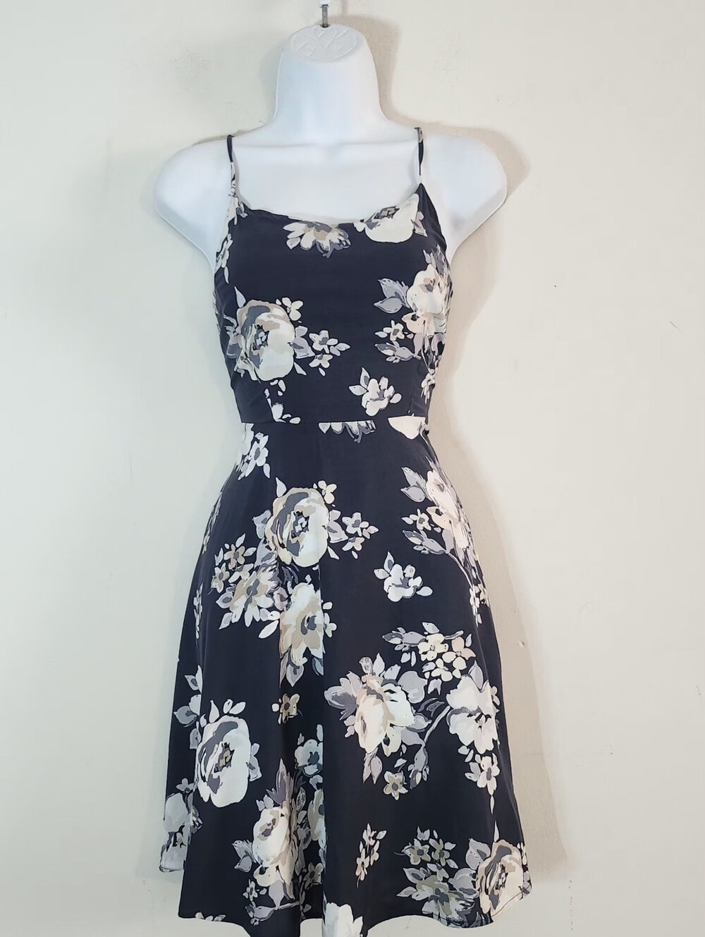 Old Navy Navy Floral Spaghetti-Strap Mini Dress
